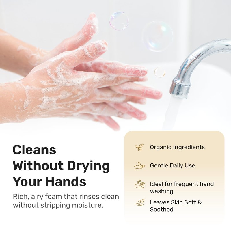kosmatology Organic Foaming Hand Soap Refill | Free & Clear Moisturizing Hand Wash | Clean Ingredients, Free of Artificial Scent and Essential Oils (34 fl oz)