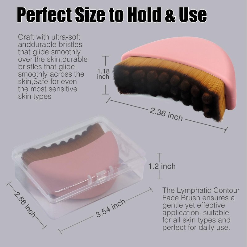 Silicone Fully Covered Upgrade Lymphatic Contour Face Brush, Lymphatic Drainage Massager for Face,Ergonomically Designed to Fit the Skin Precisely. (Pink)