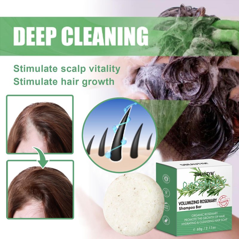2 Pack Rosemary Hair Shampoo Bar,Deep Cleansing for Scalp Hair Loss Shampoo Soap,Organic Hair Oil Control,Solid Shampoo for Hair Growth, Refreshing and Hydrating Soap for Stocking Stuffers Women Gifts