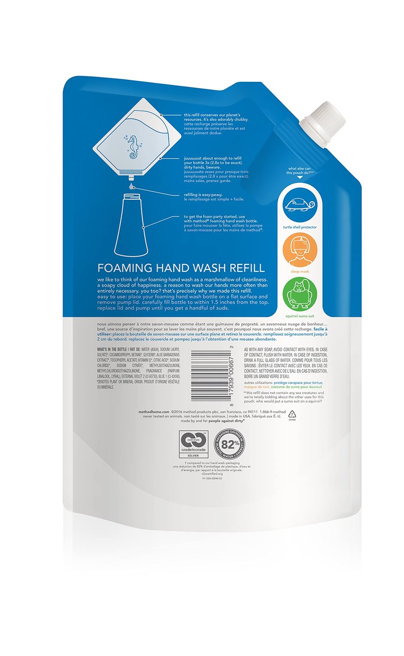 Method Foaming Hand Soap Refill, Sea Minerals, 28 Fl Oz (Pack of 6)