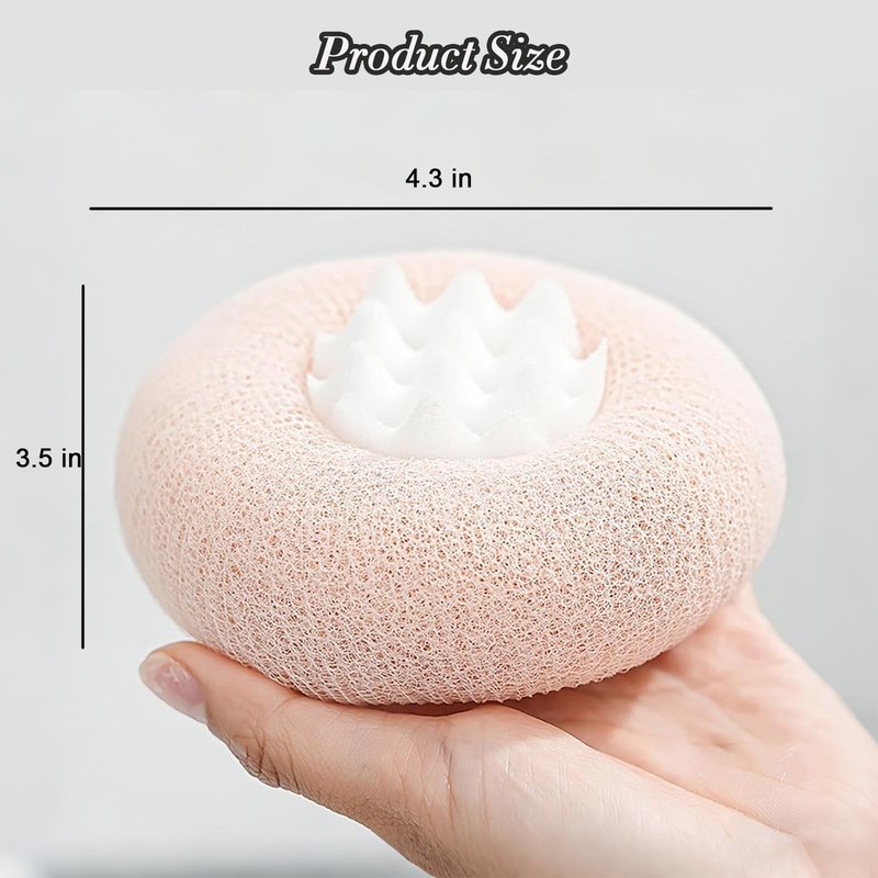 Super Soft Sunflower Suction Cup Bath Ball, Upgraded Exfoliating Body Bath Sponge, 2-in-1 Sponge Mesh Bath Cleaning Brush for Women and Men (Purple)