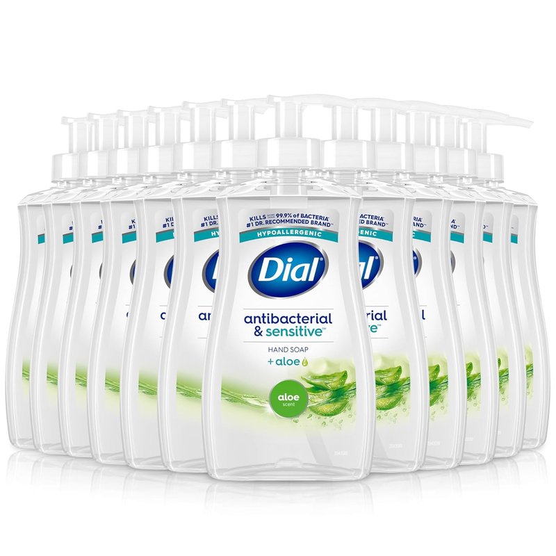 Dial Antibacterial Defense Liquid Hand Soap + Aloe, Aloe Scent, 11 Fl Oz (Pack of 12), Dermatologist-Tested Hand Wash, Gentle Formula