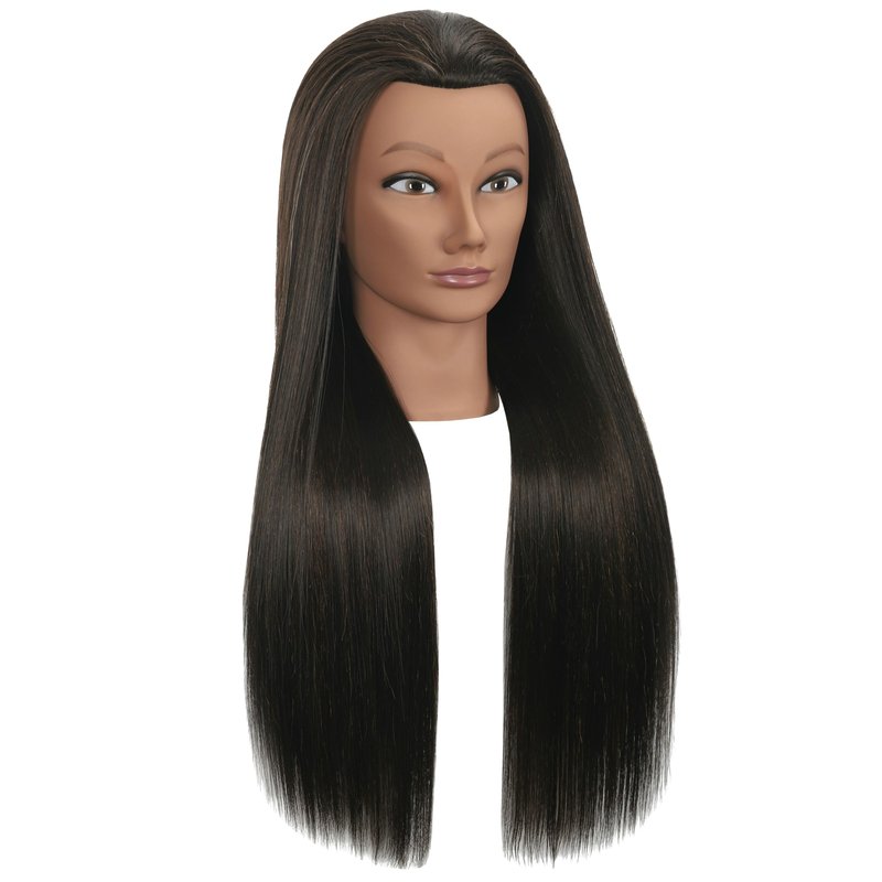 LECIPO 30 inches Brown 80% Human Hair Mannequin Head with Stand for Practice Manikin Doll Style Head Braiding Styling Updos Curling Cutting Cosmetology Barber Training Display