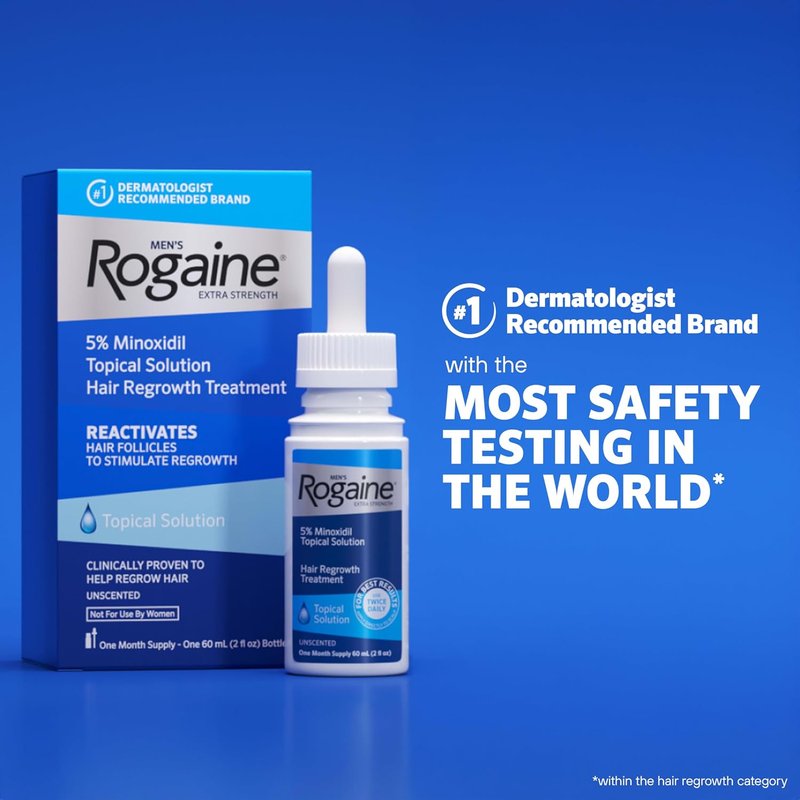 Men's Rogaine Extra Strength 5% Minoxidil | Hair Loss Treatment & Regrowth Solution, Unscented, 2 fl. oz