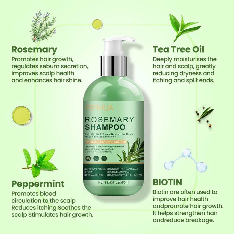 Rosemary Shampoo for Hair Growth: Thickening & Regrowth Formula for Women & Men - Rosemary Mint Strengthening Shampoo with Tea Tree Oil Biotin for Thinning & Loss Hair & Dry Damaged Care