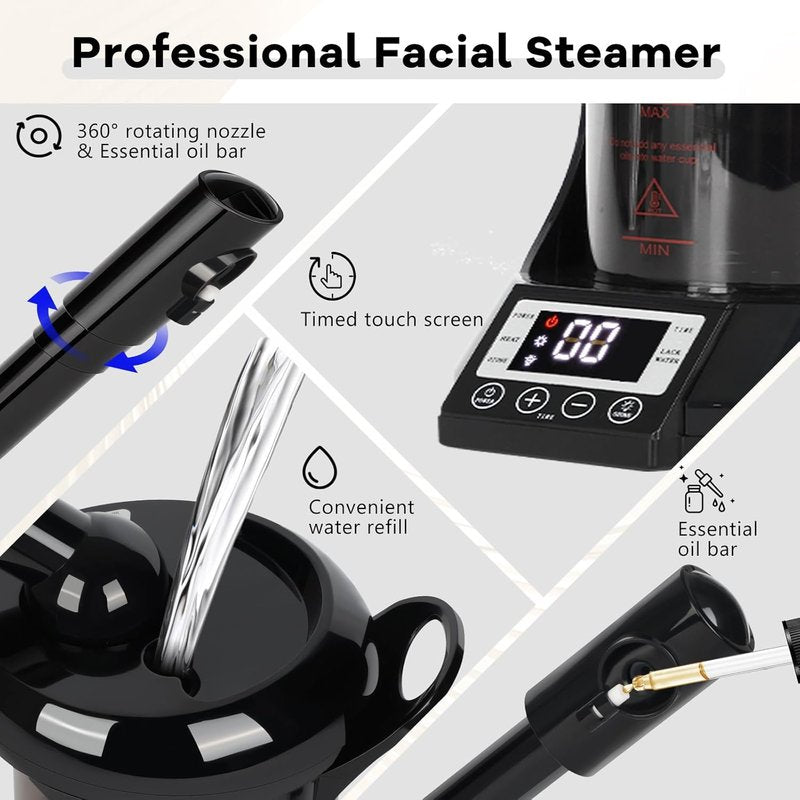 Hair Steamer | 2-in-1 Ozone Facial Steamer for Home & Salon - Portable Moisturizing Hydration