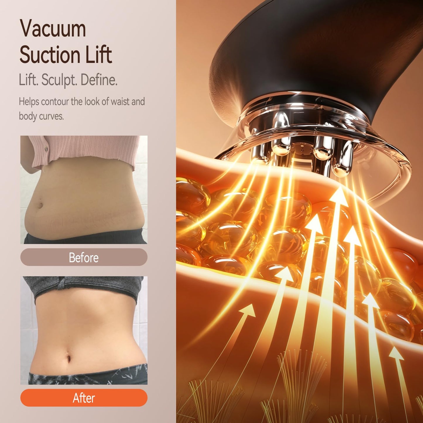 Zelvory 3-in-1 Body Sculpting Machine with Red Light, Vacuum Suction & Microcurrent, Cellulite Massage Tool for Arms, Legs, Waist & Belly, Skin Smoothing and Contouring Device for Home Use