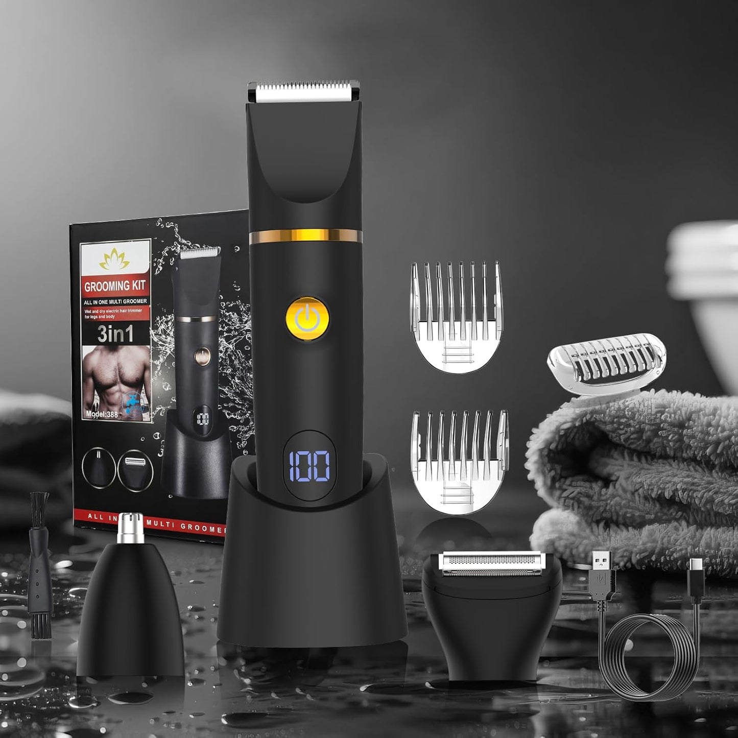 Zesuti Manscape Body Hair Trimmer - 3-in-1 Waterproof Electric Shaver for Men | Versatile Grooming Tool