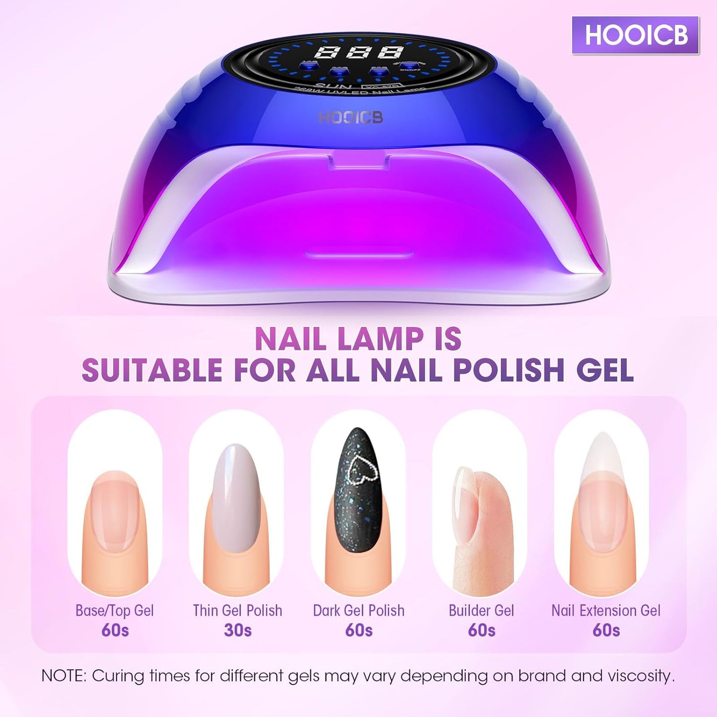 UV LED Nail Lamp - 268W Nail Dryer for Gel Polish with 4 Timers & Automatic Sensor | Colorful Design for Home & Salon