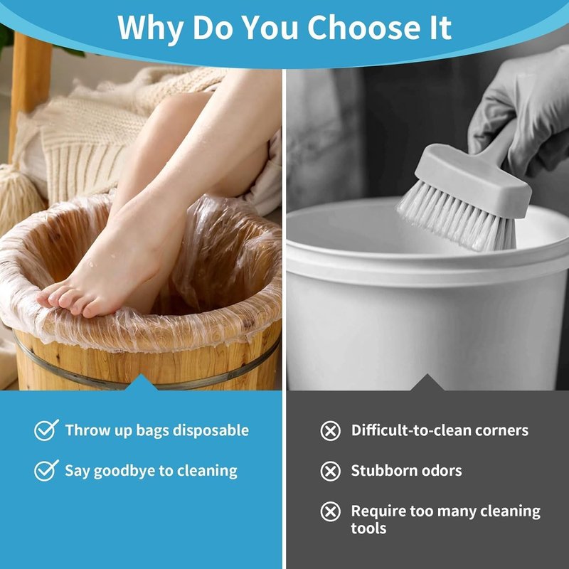 25PCS Disposable Pedicure Liners by Skiennix - Plastic Foot Soak Covers for Spa & Footbath