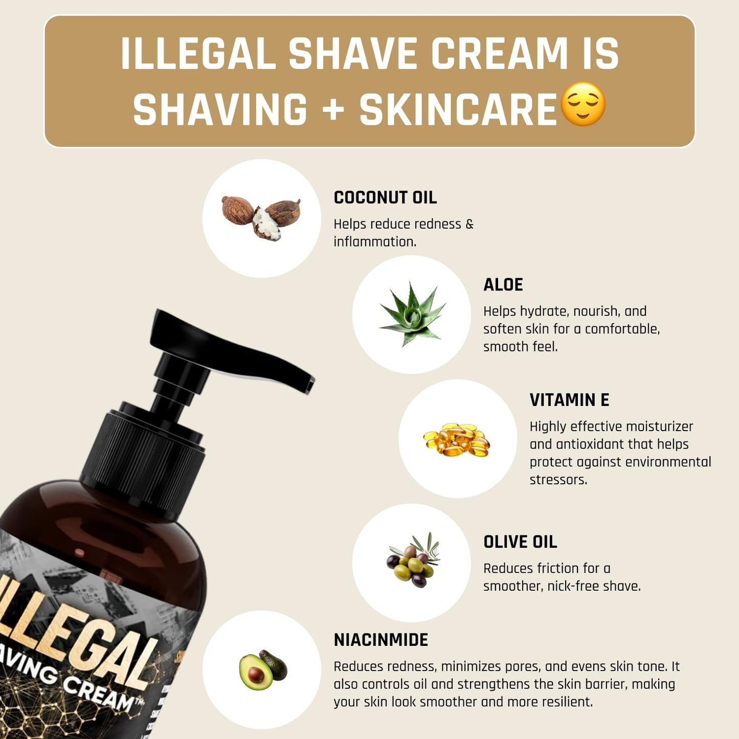 Derm Dude Illegal Shave Cream for Men | Ultra-Slick Shaving Cream for Sensitive Skin | Fights Razor Burn, Bumps, Nicks & Cuts | Smooth Glide Formula – MVP Scent, 8oz