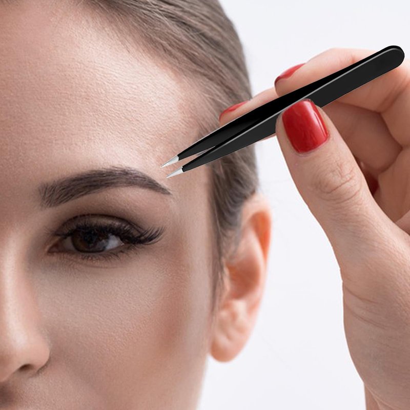 4Pcs Eyebrow Tweezers Set,Tweezers for Women Facial Hair Professional Stainless Steel Tweezers Precision Tweezers Set,Suitable for Removing Inward Growing Hair Eyebrows and Facial Hair(black)