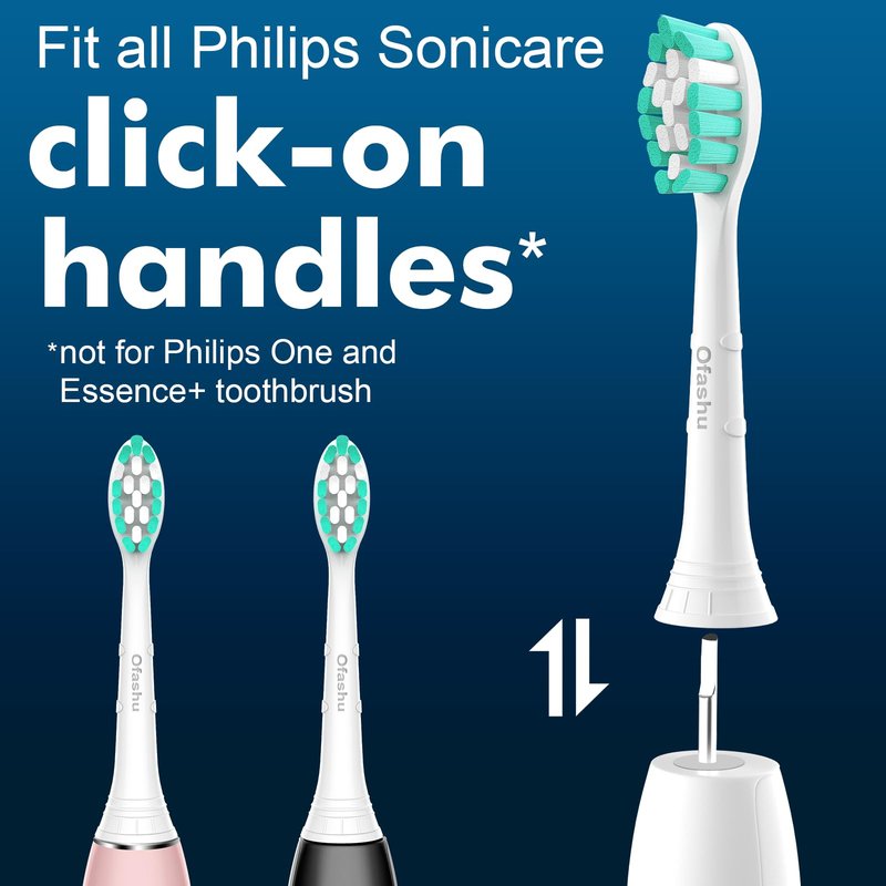 Ofashu Electric Toothbrush Replacement Heads Compatible with Philips Sonicare ProtectiveClean 2 Series Plaque Control 4100 5100 6100 9024 6064, White, 4 Sonic Brush Head
