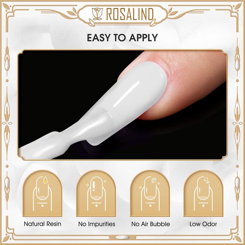 ROSALIND No Wipe Gel Top Coat & Base Coat Set - Soak Off LED Nail Polish | Clear Finish, 2 PCS