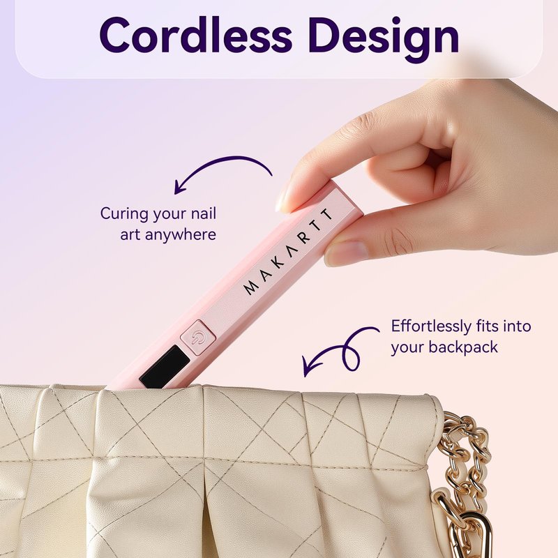 Makartt Handheld UV Light for Gel Nails - Portable Mini UV LED Nail Lamp Lumière Nail Dryer Fast Drying for Curing Nail Art Polish Rechargeable USB Nail Light with LCD 2 Timer for DIY Salon (Pink)