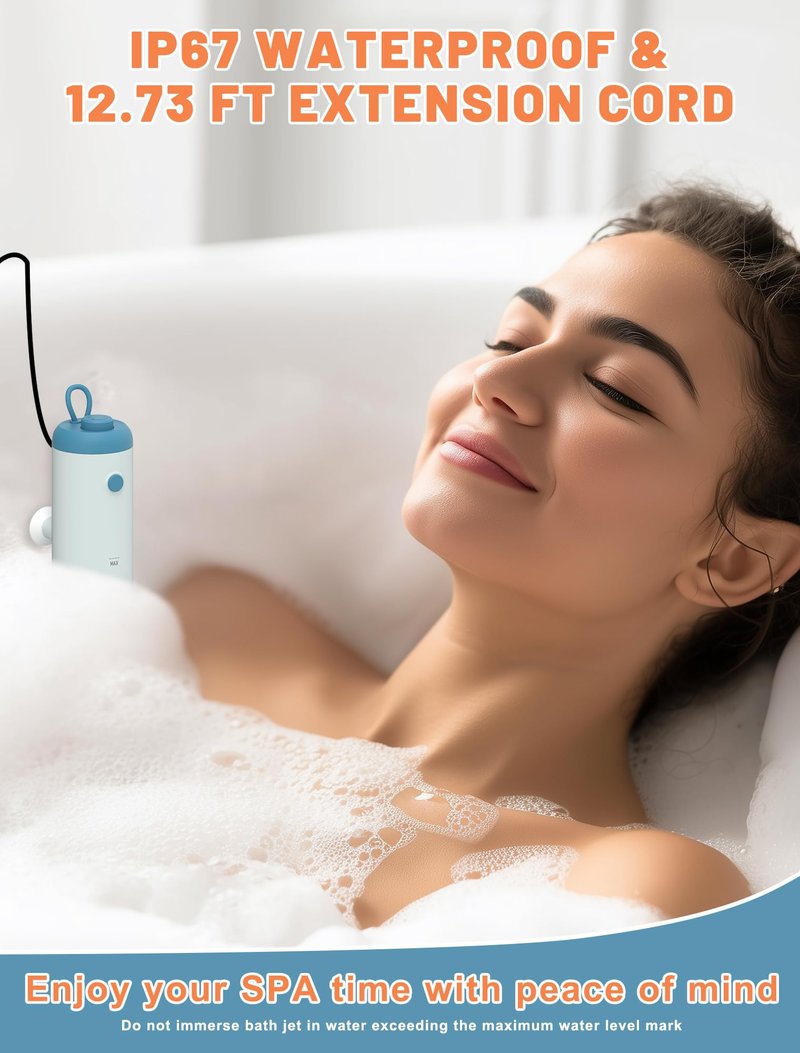 Safetect Dual Bath Jets for Tub, IP67 Waterproof & 12.73 ft Extension Cord, Bathtub Spa Jet for Tub, Home SPA, Bubble Baths Relaxing After Work, Exercise