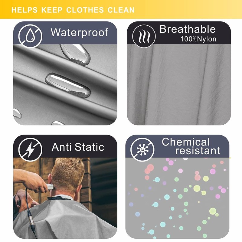 Hair Cutting Cape - Waterproof Nylon Salon Cape for Adults | Adjustable Snap Closure - 56 x 64 Inch Grey Barber Cape
