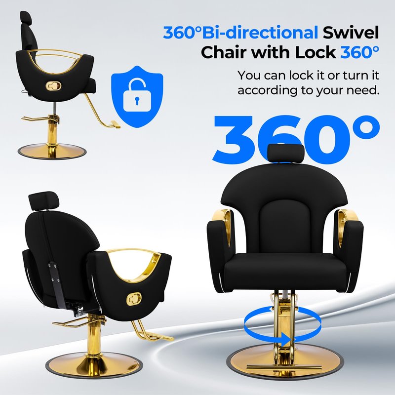 Lavoker Barber Chair Reclining Styling Salon Chair for Hair Stylist Height Adjustable 360 Swivel for Home Barbershop