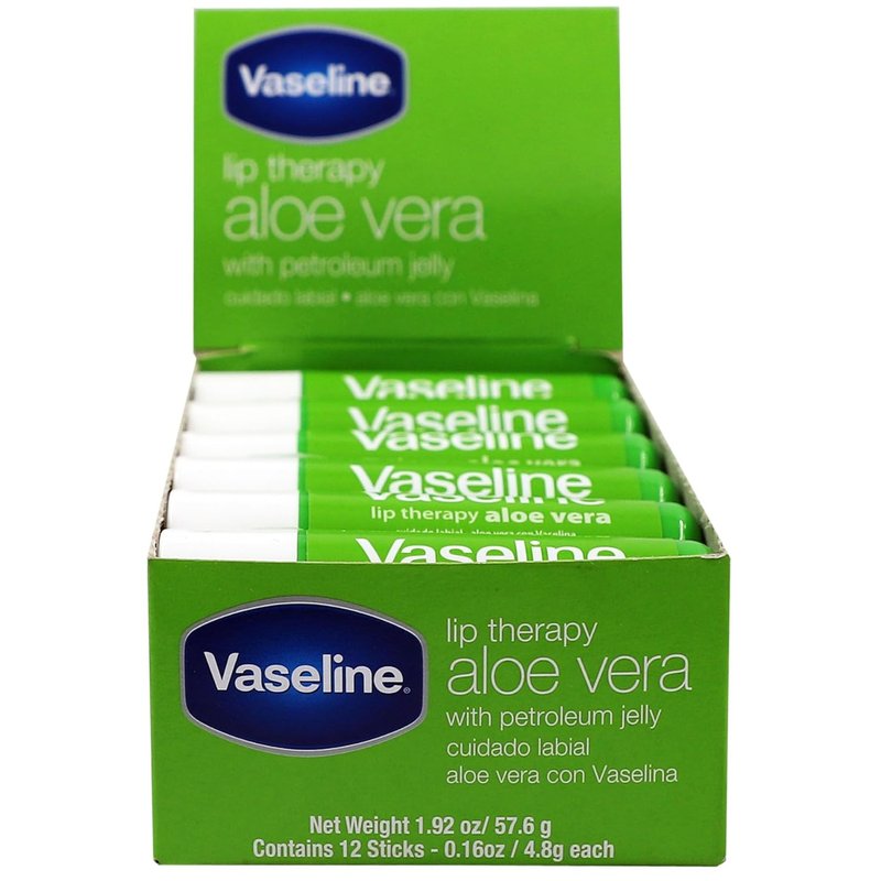 Aloe Vaseline Lip Balm - Nourishing Moisture for Soft Lips | 12-Pack Box
