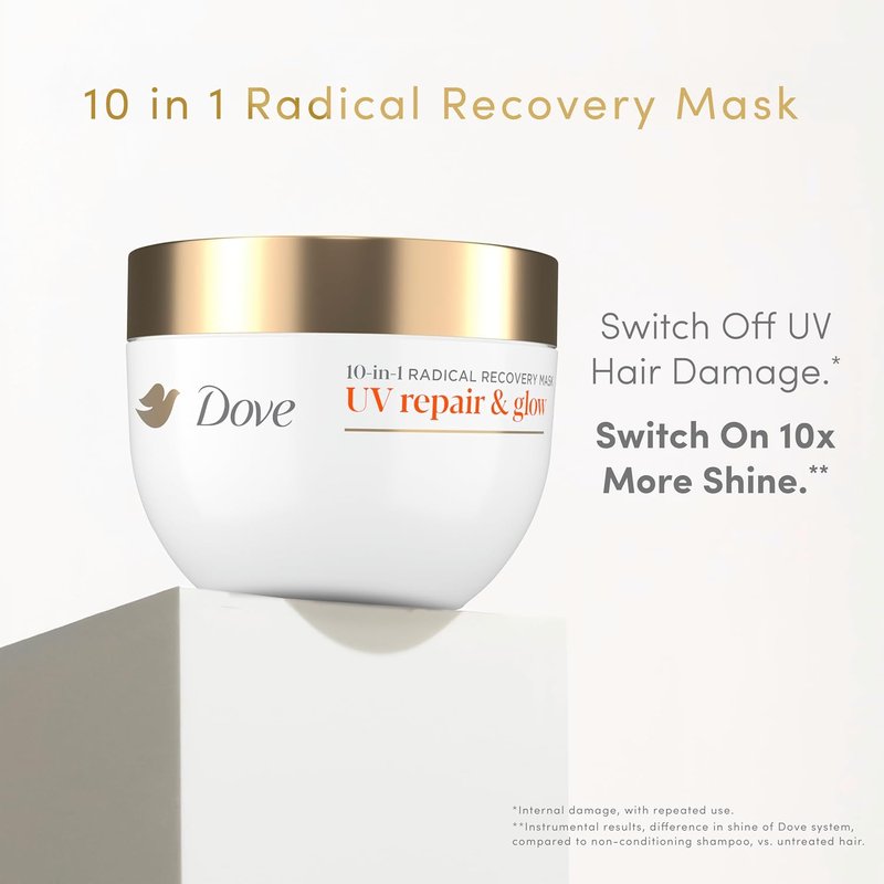 Dove Radical Recovery Hair Mask - 10-in-1 UV Repair & Glow Treatment | 9.2 oz with Melting Lumi-Beads