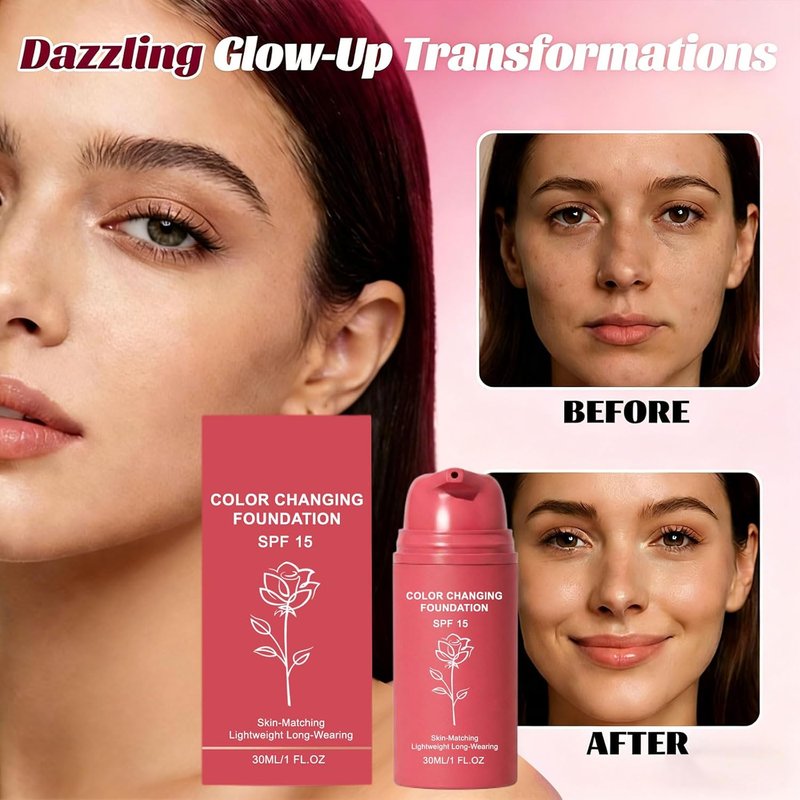 Skiennix Korean Color Changing Foundation - Hydrating Formula for Mature Skin | Conceals Fine Lines (1PC)