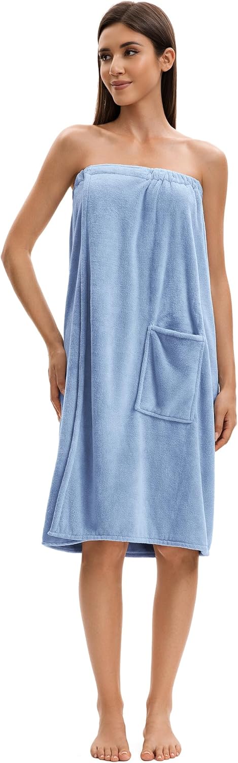Towel Wrap for Women - Plush Bath Robe with Pockets | Spa & Sauna Use