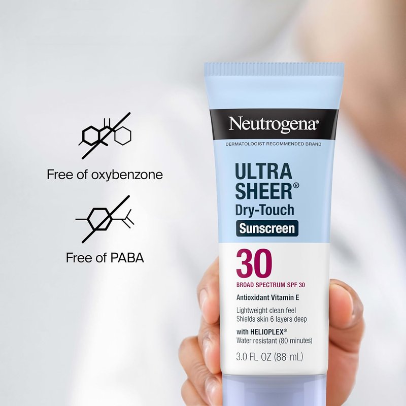 Neutrogena Ultra Sheer Sunscreen SPF 30 - Lightweight, Non-Greasy, Water-Resistant | 3 fl oz Travel Lotion