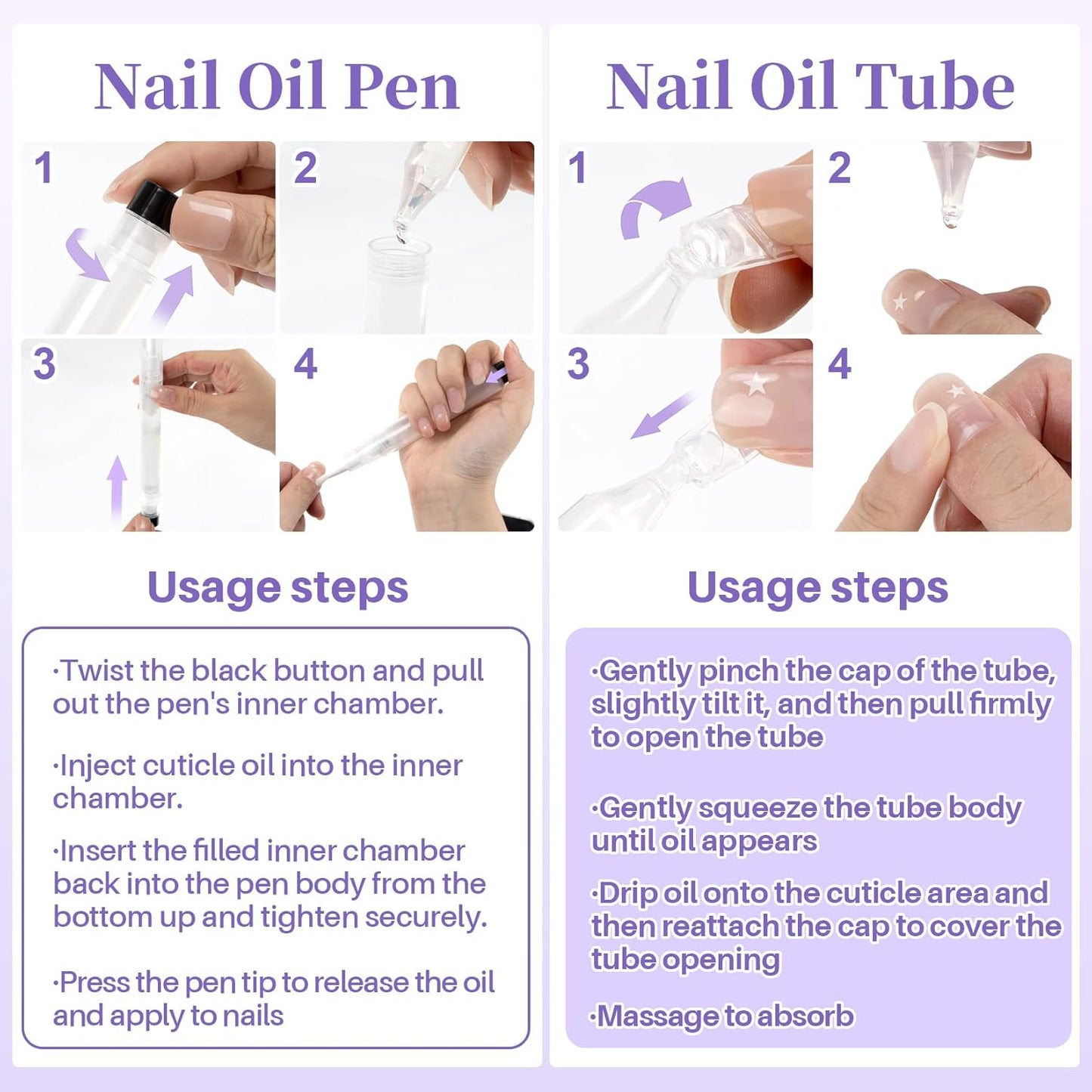 Skiennix Refillable Cuticle Oil Pen - Nourishing Vitamin E & Jojoba Oil for Nail Repair | Lavender 1.8ml
