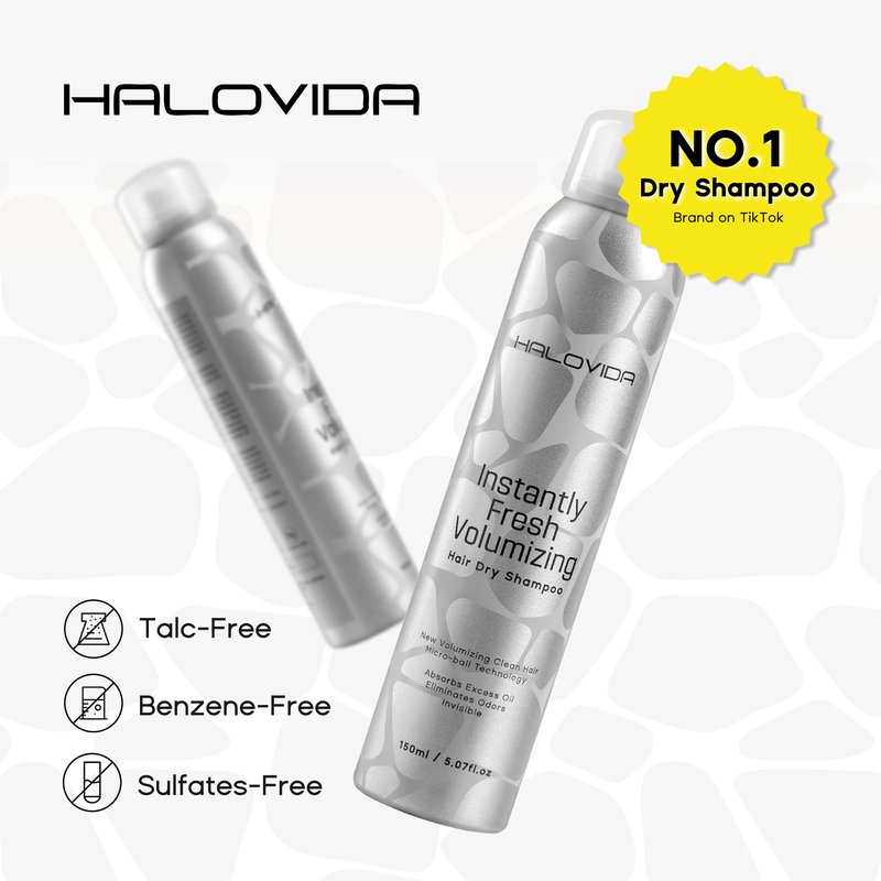 HALOVIDA Dry Shampoo for Women, Invisible Dry Scalp Shampoo Spray for Dark Hair Leaves No White Residue, Absorb Oils, Volumizing & Refresh Hair for 72 Hours, 5.07 Fl Oz