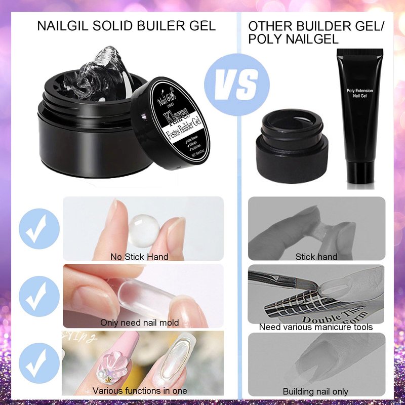 NAILGIL 3D Gel for Nail Art Hema Free, 4 Colors Solid Builder Sculpting Gel Non-Sticky Hand for Extension Building Carving Modeling with Nail Art Pen Nail Forms, Sock Off Home DIY Manicure-60g/2.1oz