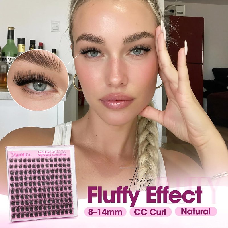 Natural Lash Clusters - Wispy CC Curl Individual Lashes for Daily Wear | 8-14mm Soft Band for Natural Makeup Look