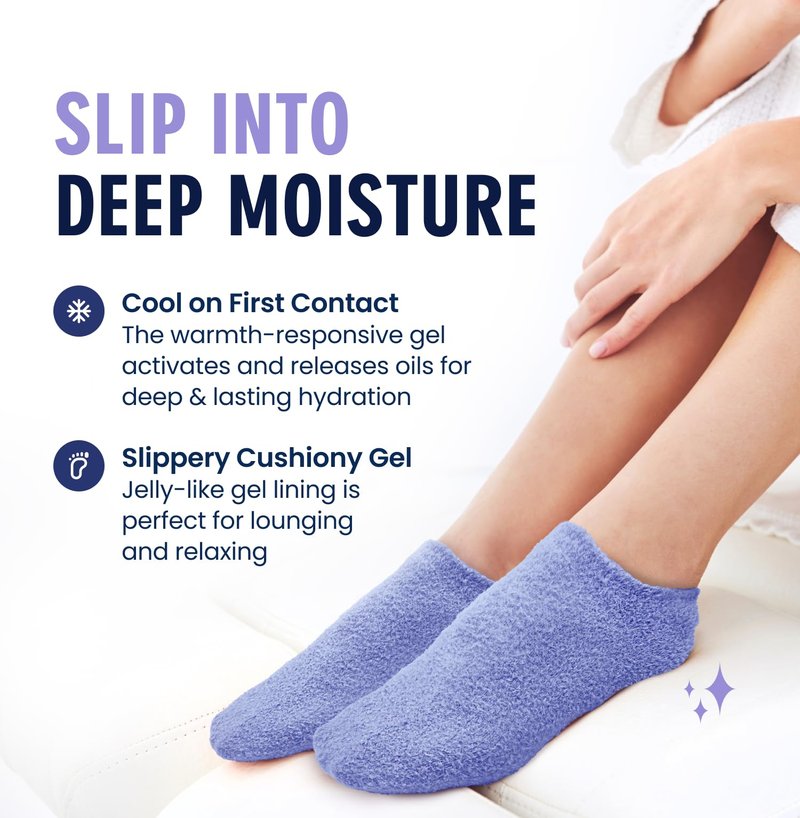 Dr. Frederick’s Original Moisturizing Gel Socks for Men & Women – Dry Feet & Cracked Heel Treatment – Full Foot Gel Lining with Mango Butter, Shea Butter, Jojoba & Coconut Oil (Purple Paradise)