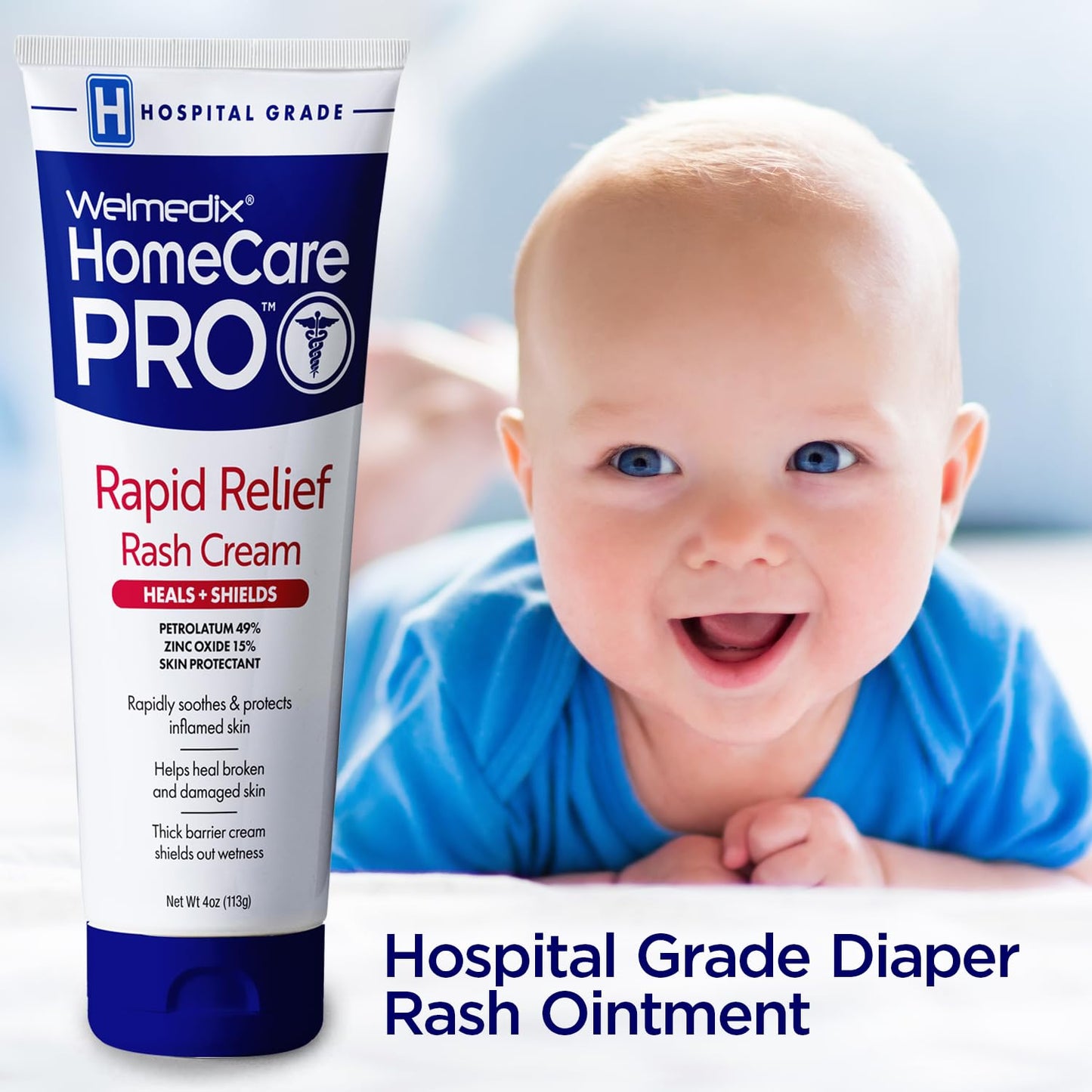 Welmedix Adult Diaper Rash Cream - Zinc Oxide Cream & Moisturizing Skin Barrier Cream, Maximum Strength Diaper Rash Cream for Adults, Skin Protection Ointment - 4oz, Pack of 3