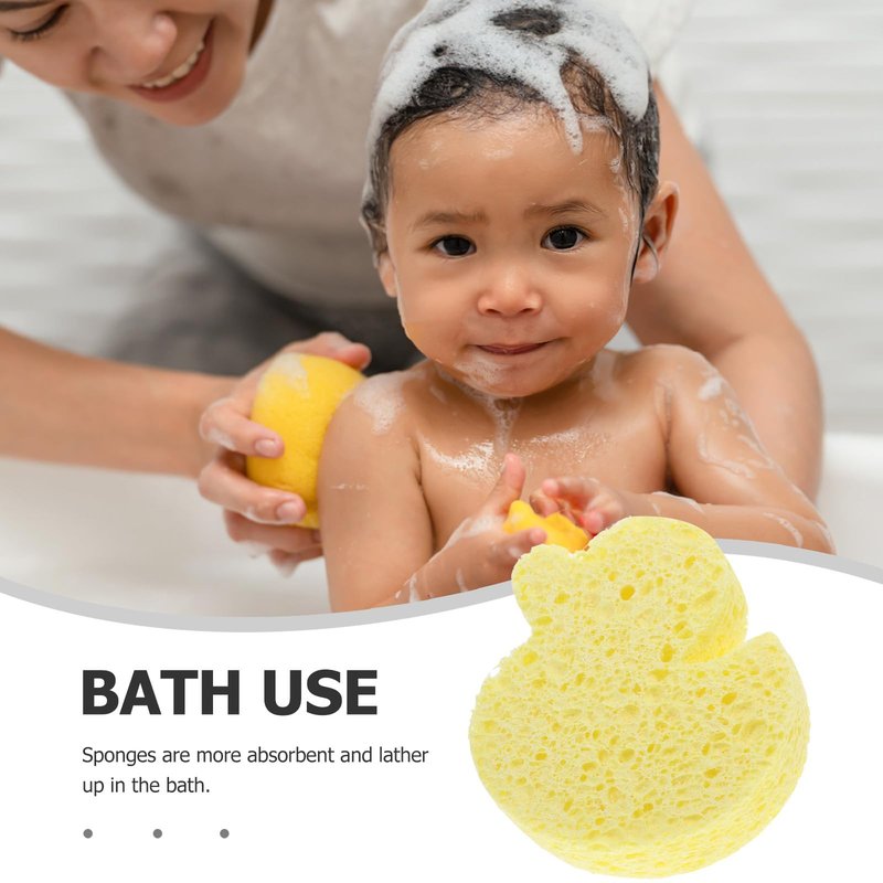 minkissy Cute Bath Sponge for Newborns Soft Yellow Duck Bathing Sponges for Kids, Baby Cartoon Bath Sponge Gentle Exfoliating Bath Supplies
