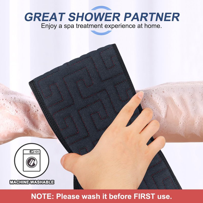 dodiff Exfoliating Back Scrubber for Shower, Double-Sided Widened Back Scrub Washcloth with Handles for Use in Shower, 39 Inches Body Exfoliator Bath Tool to Clean Your Body Deeply for Men & Women