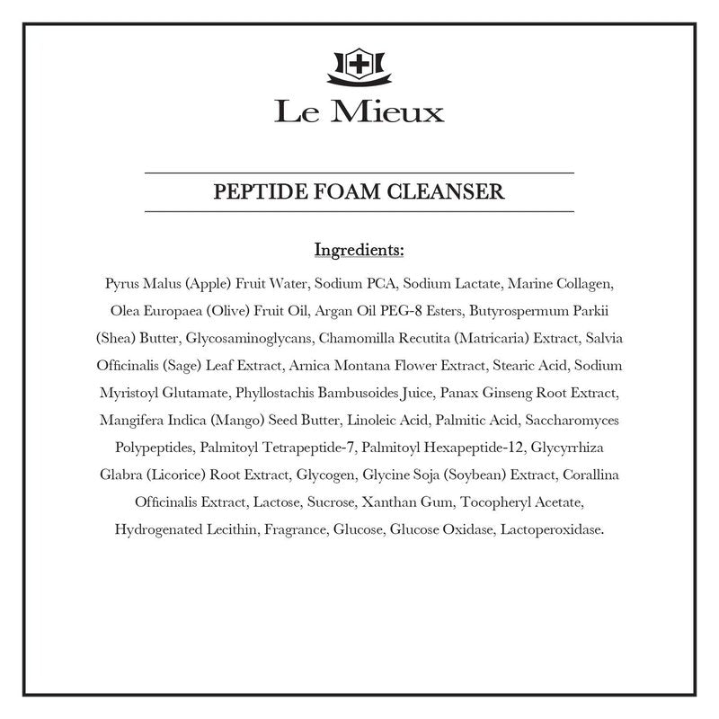 Le Mieux Peptide Foam Cleanser - Age Defying Face Wash with Marine Collagen & 3 Peptides for Glowing Skin, Foaming Cleanser for Dry Skin, No Parabens or Sulfates (6 oz / 180 ml)