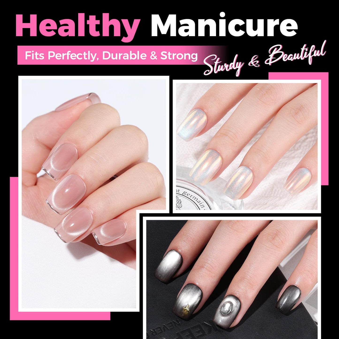 UNA GELLA Gel Nail Tips Square & Squoval Short, 504pcs Short Round Square Nail Tips Pre Etched Squoval Soft Gel Clear Fake Nails Full Cover For Nails Extension Home DIY Salon 12 Sizes
