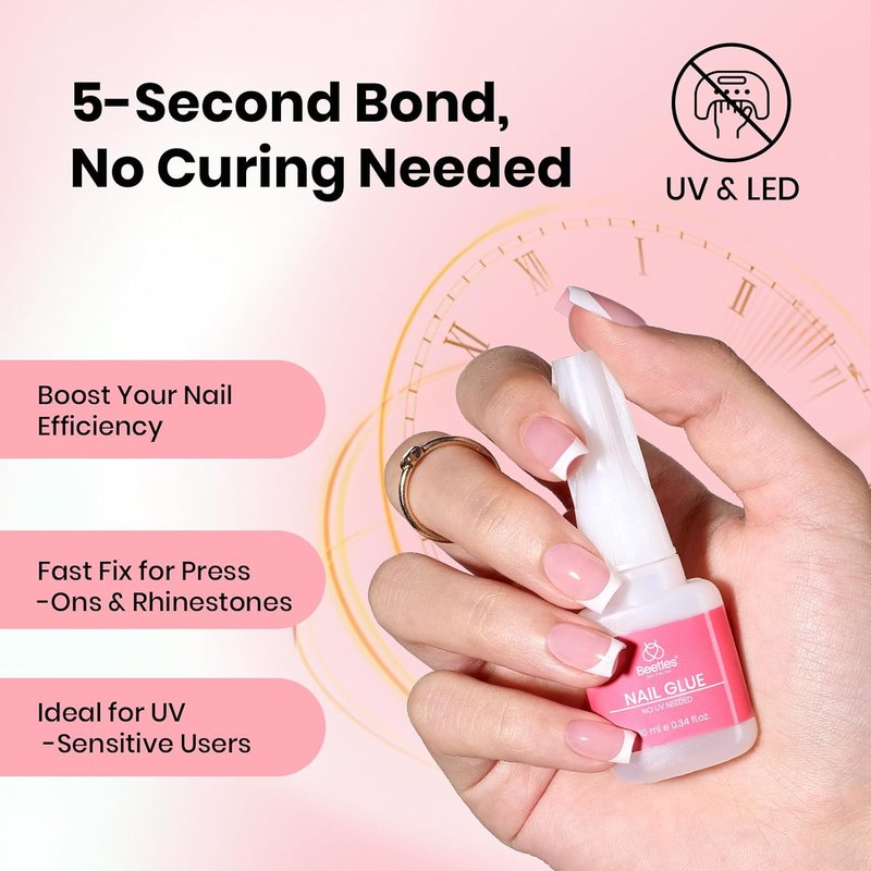 Beetles Press On Nail Glue - Quick-Drying 10ml Super Strong Formula for Acrylic & Fake Nails | No UV Light Needed