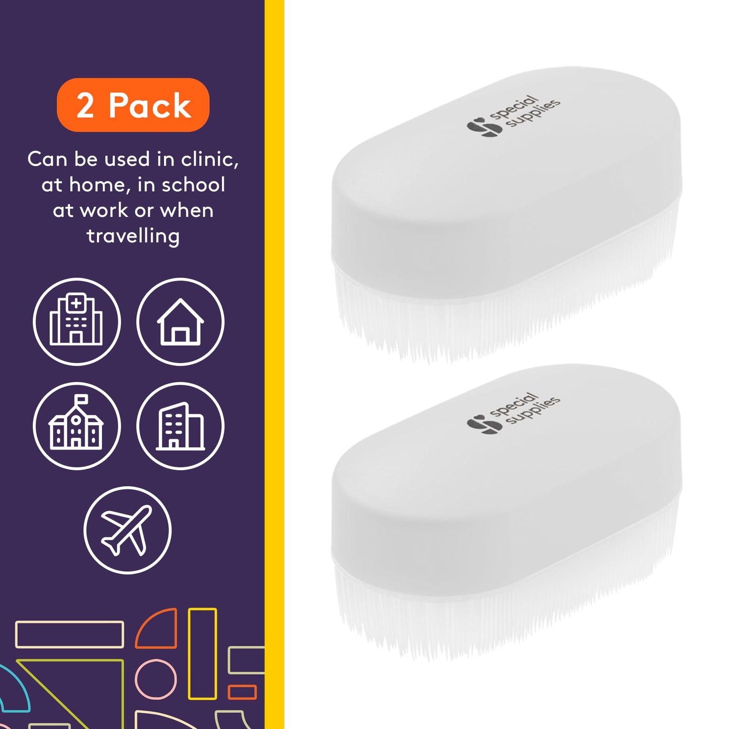 Special Supplies Sensory Brush Therapressure Therapy Brush for Occupational and Sensory Brushing, Stimulating and Calming Tools for Kids and Adults, Soft Flexible Bristles, Latex Free (2 Pack)