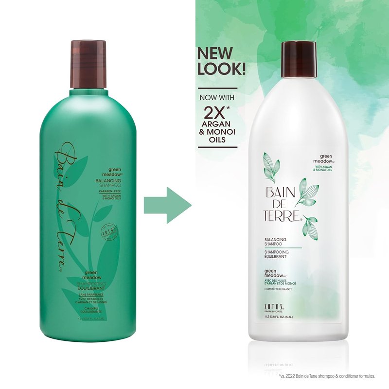 Bain de Terre Green Meadow Shampoo - Gentle Cleansing for Soft, Silky Hair | Paraben-Free, Color-Safe