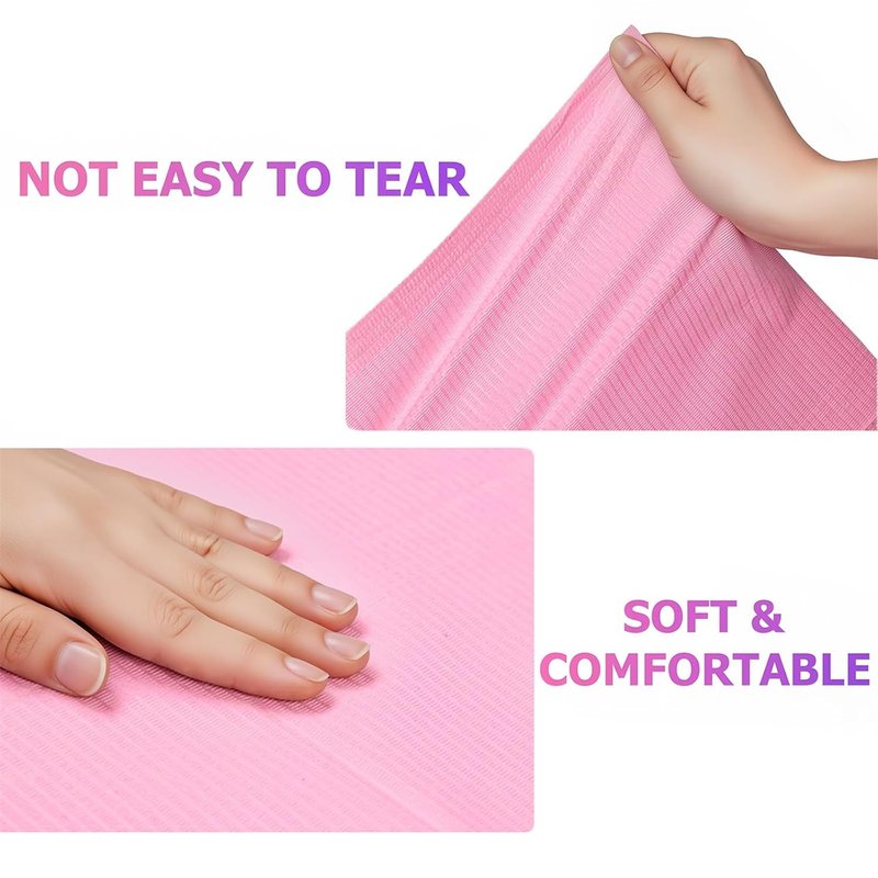 Disposable Nail Mats - 20 Pcs Foldable 3-Ply Waterproof Nail Art Practice Sheets | Pink Clean Pads for Salon Use