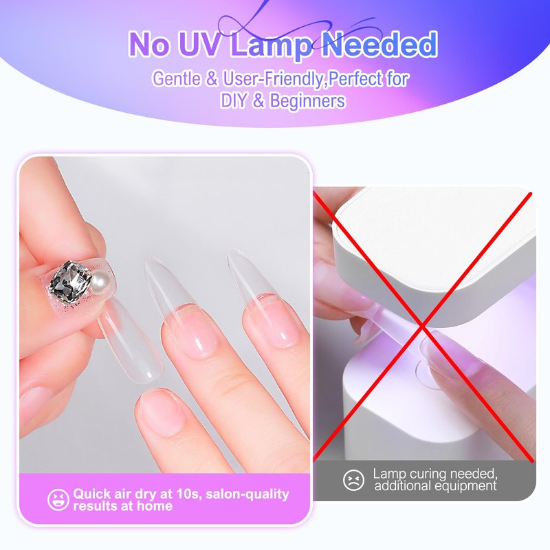 4 x 6g Nail Glue for Press On Nails with 2 x 20ml Nail Glue Remover and Tool, No UV Light Needed Semi Solid Nail Glue, Mini Tubes Quick Drying Gel Long Lasting for Fake Acrylic Nails