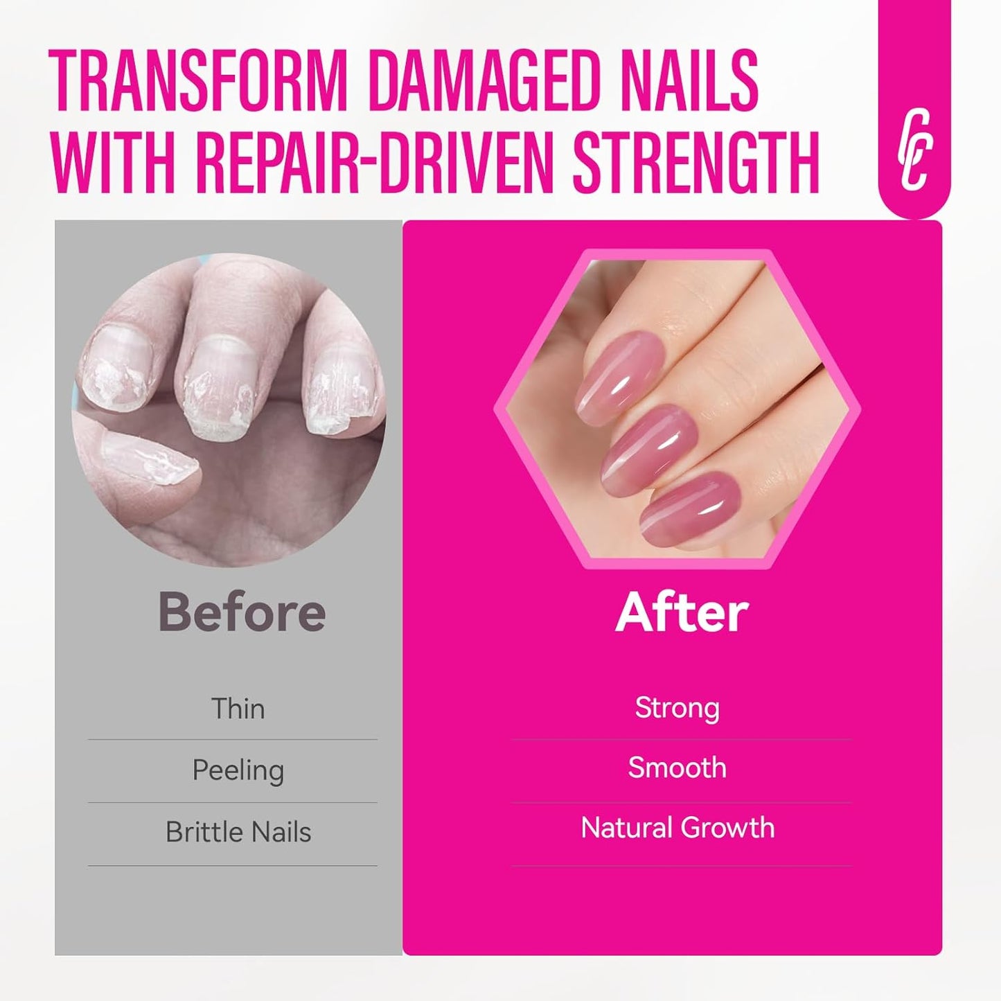 Skiennix Nail Hardener - Extra Strong 8-in-1 Dusty Rose Protein Polish for Weak Nails | 15ml