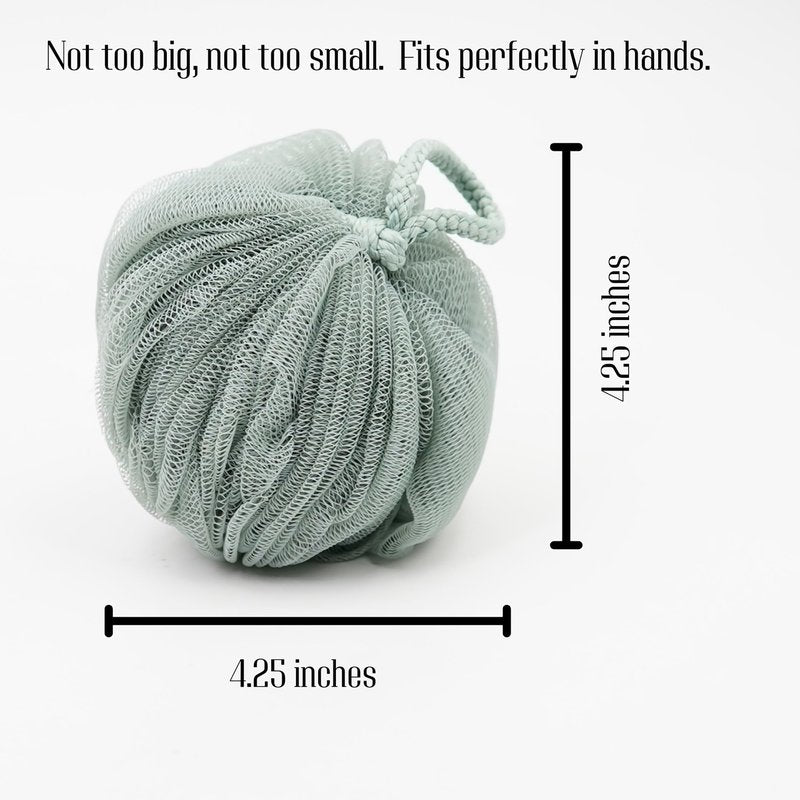 AG Daily Essentials Pack of 4 Shower Loofah Sponge Body Scrubber, Shower Scrubber for Men Women Bath Sponges Mesh Balls, Body Wash Scrubber for Use in Shower (MultiColor1)