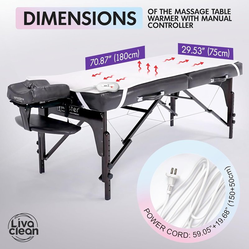 Skiennix Massage Table Warmer - Electric Heated Blanket with 3 Temperature Settings | 70.8” x 29.5” for Spa Therapy