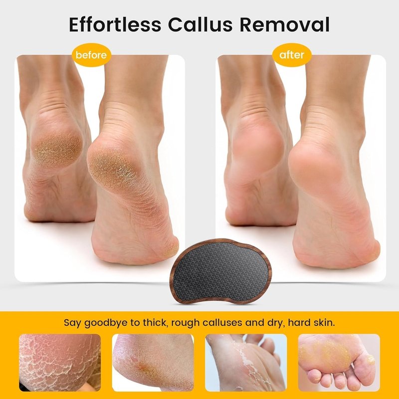 Glass Foot File - Nano-Glass Pumice Stone Scrubber for Silky Smooth Feet | Portable Walnut Wood Handle Pedicure Tool