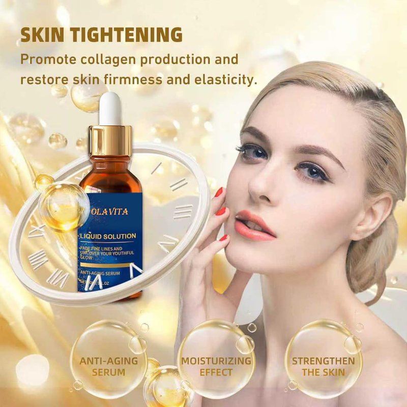 OLAVITA Liquid Solution Anti Aging Serum – New Upgraded Vitamin C Hydrating & Firming Facial Serum with Collagen Support,2Pack