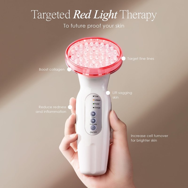 RED LED+ Anti-Aging Therapy by Project E Beauty | Collagen Boosting | Instant Firming and Lifting | Reduces Fine Lines & Wrinkles | Tightens & Tones | Rechargeable & Portable (Red LED Therapy)