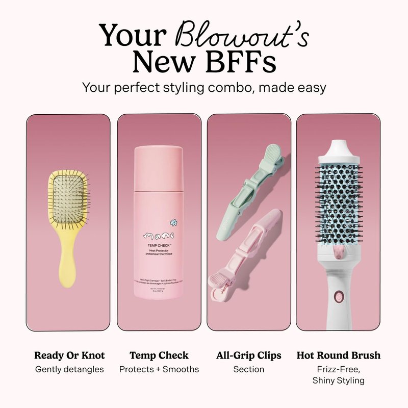 Mane Large Heated Round Brush - 1.77 Inch Thermal Brush for Voluminous Blowouts | Ionic Technology & Anti-Tangle Bristles