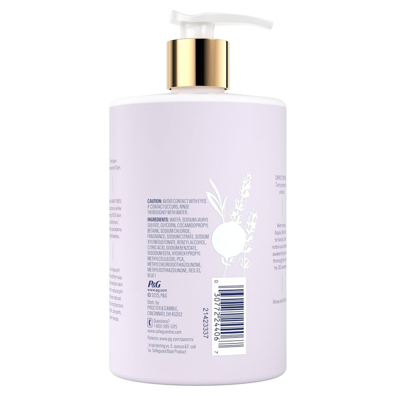 Safeguard Liquid Hand Soap - Skin Zen Formula | 99% Bacteria Removal & Natural Moisturizers | Lavender & Sandalwood, 16 oz